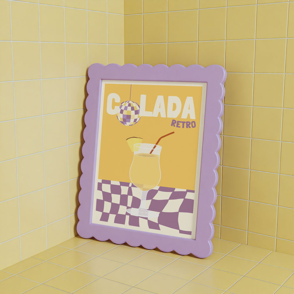 Affiche Illustration Cocktail Retro Pina Colada