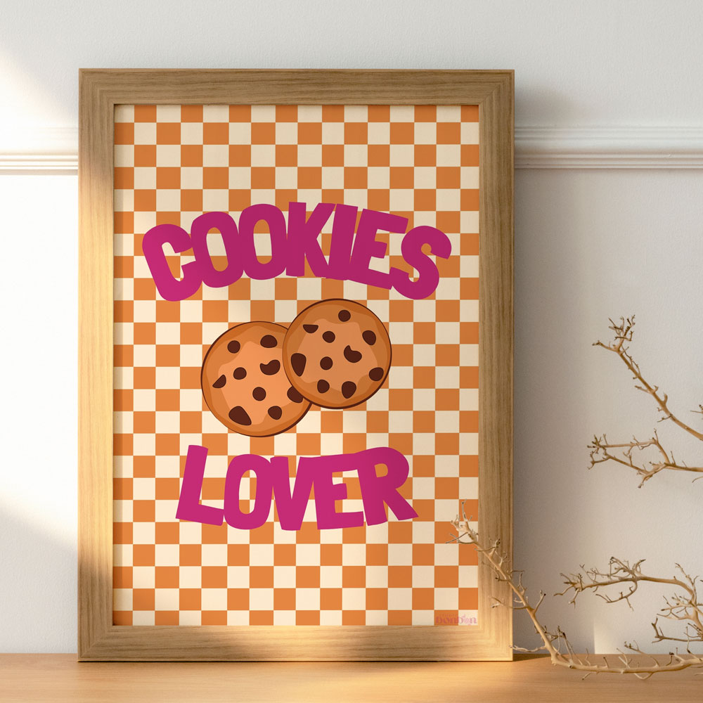 Affiche Illustration Retro Colorée Cookies Lover