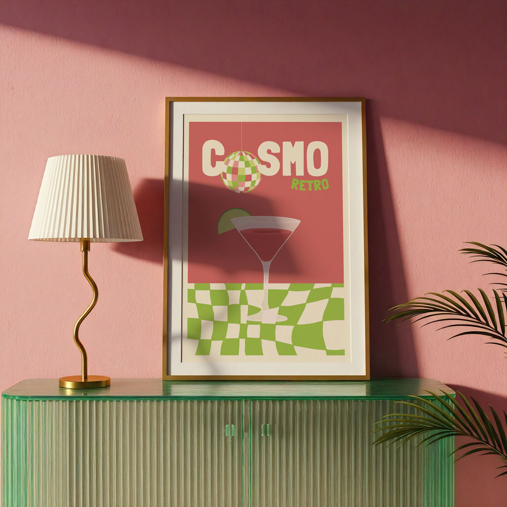 Affiche Illustration Cocktail Retro Cosmo