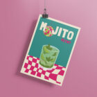 Affiche Illustration Cocktail Retro Mojito