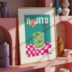Affiche Illustration Cocktail Retro Mojito