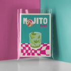 Affiche Illustration Cocktail Retro Mojito