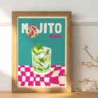 Affiche Illustration Cocktail Retro Mojito