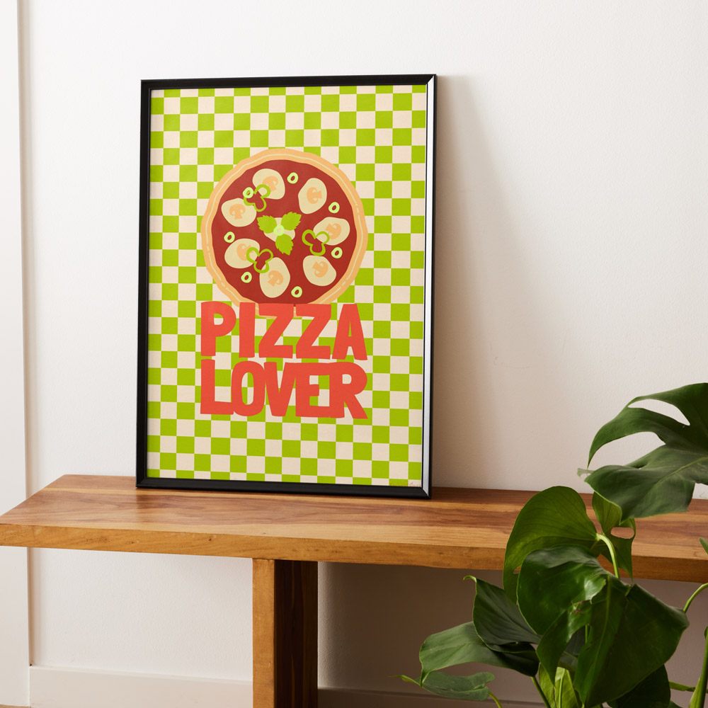 Affiche Illustration Retro Food Pizza Lover