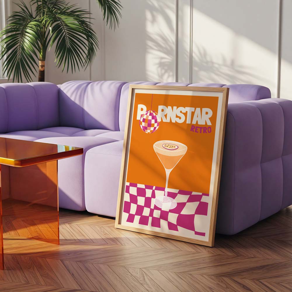 Affiche Illustration Cocktail Retro Pornstar Martini