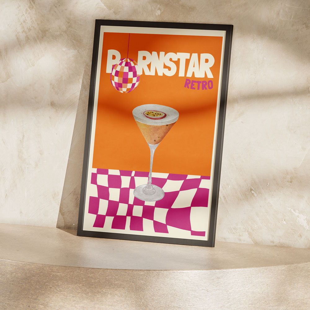 Affiche Illustration Cocktail Retro Pornstar Martini