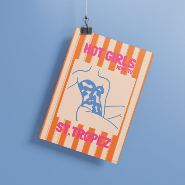 Affiche Illustration colorée à rayures maillot de bain