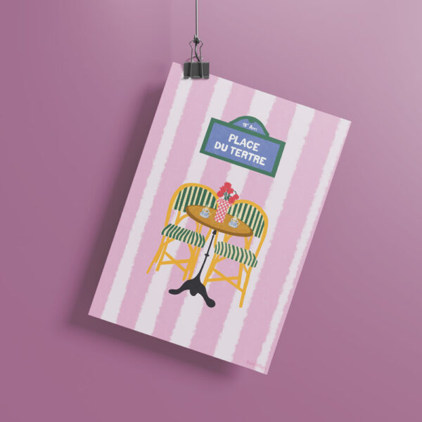 Affiche Illustration Place du tertre Montmartre Paris