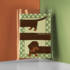 Affiche Illustration chien teckel avec damier