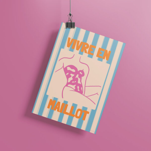 Affiche Illustration colorée à rayures maillot de bain